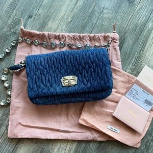 Miu Miu Authentic Denim Crystal shoulder bag Y2K